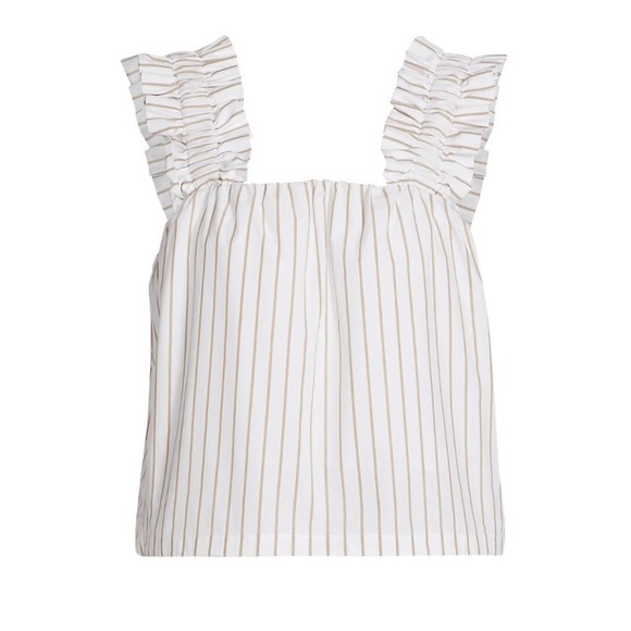 FRAME STRIPED RUFFLE STRAP COTTON TOP - Picture 10 of 11